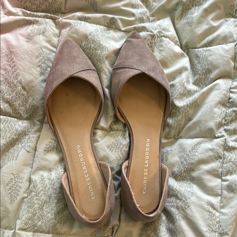 Chinese Laundry Taupe Flats with Pointed Toe Design